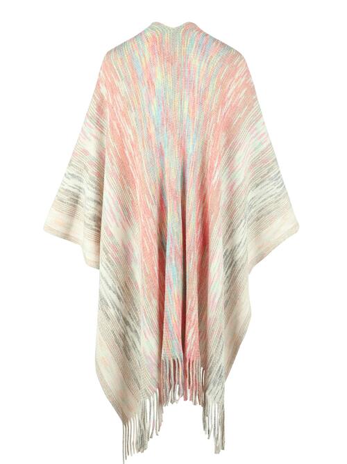 Heathered Fringe Hem Poncho BLUE ZONE PLANET