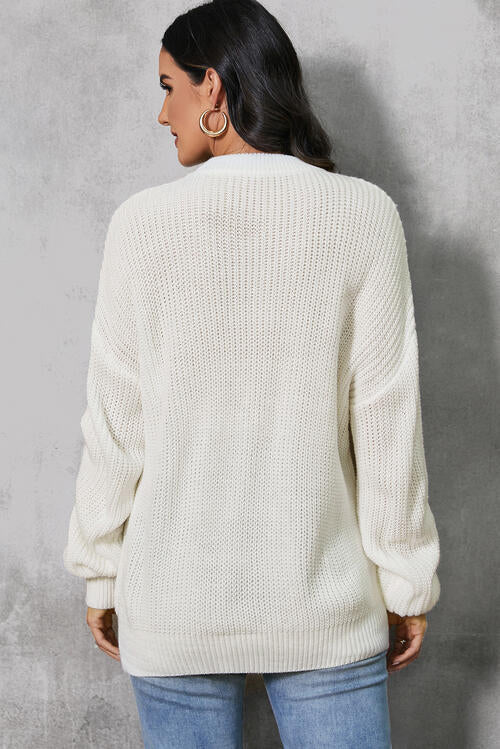 Pumpkin Embroidery Long Sleeve Sweater BLUE ZONE PLANET