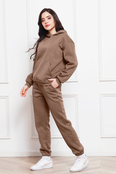 Blue Zone Planet | Drop Shoulder Long Sleeve Hoodie and Pants Set BLUE ZONE PLANET