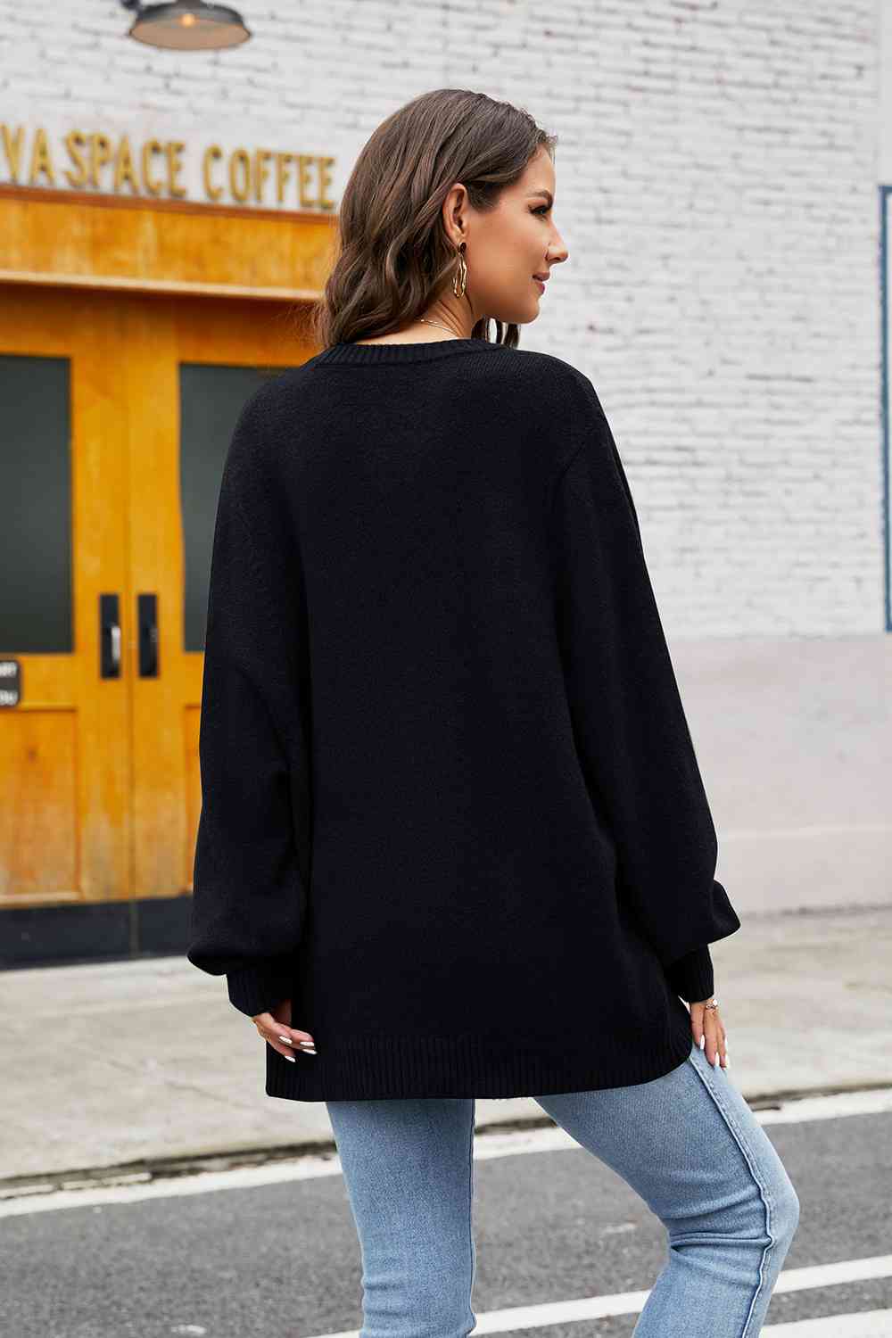 Round Neck Long Sleeve Sweater BLUE ZONE PLANET
