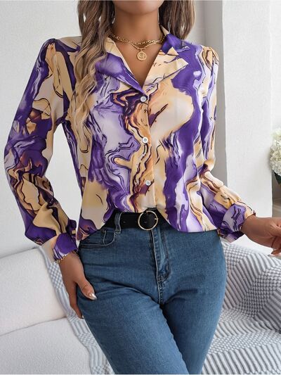 Blue Zone Planet | Printed Button Up Long Sleeve Shirt BLUE ZONE PLANET