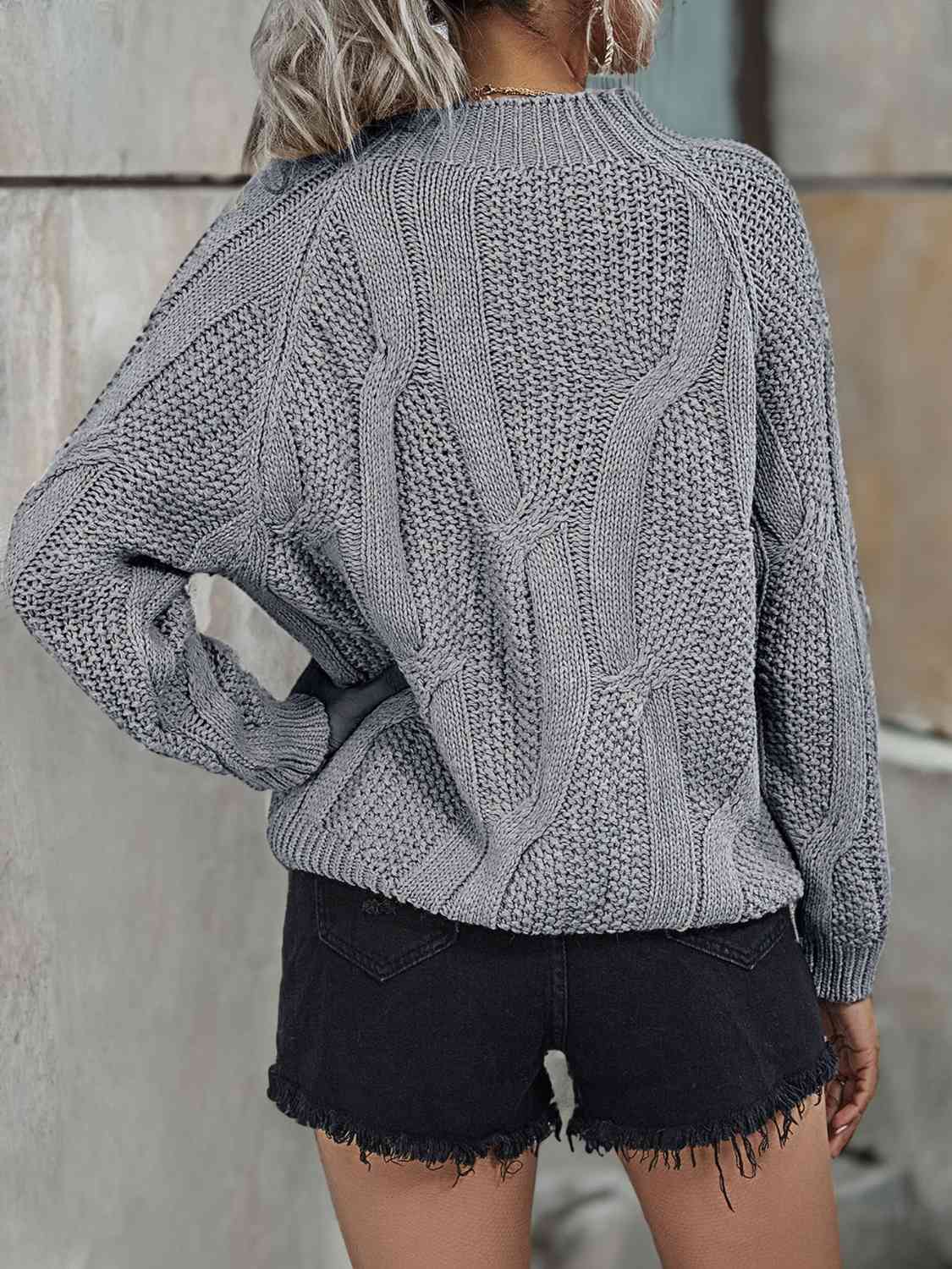 Rib-Knit Mock Neck Sweater BLUE ZONE PLANET