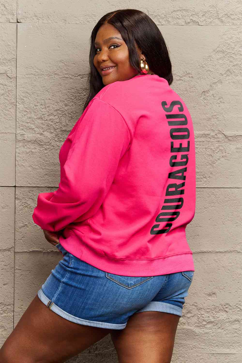 Blue Zone Planet | Simply Love Full Size COURAGEOUS Graphic Sweatshirt BLUE ZONE PLANET