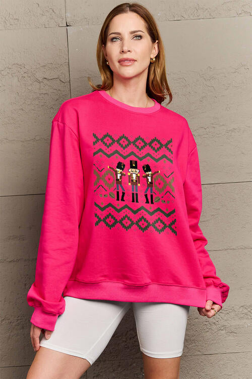 Simply Love Full Size Nutcracker Graphic Long Sleeve Sweatshirt BLUE ZONE PLANET