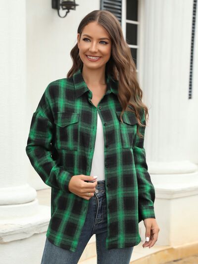 Blue Zone Planet | Plaid Button Up Pocketed Shirt BLUE ZONE PLANET