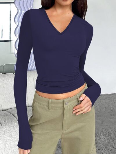 Blue Zone Planet | V-Neck Long Sleeve T-Shirt BLUE ZONE PLANET