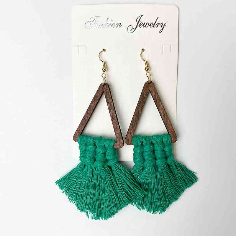 Tassel Detail Geometric Earrings BLUE ZONE PLANET