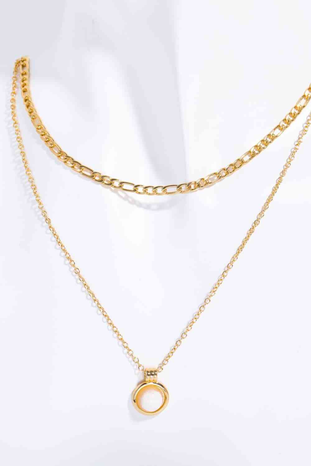 Blue Zone Planet | Copper 14K Gold-Plated Round Shape Aventurine Pendant Necklace BLUE ZONE PLANET