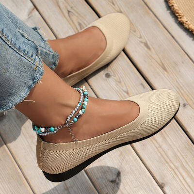 Blue Zone Planet | Round Toe Knit Ballet Flats BLUE ZONE PLANET