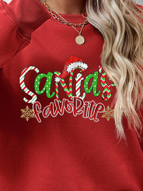 Letter Graphic Round Neck Long Sleeve Sweatshirt BLUE ZONE PLANET