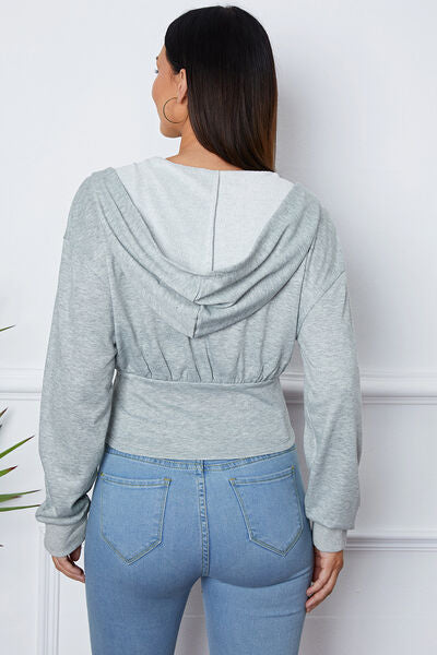 Blue Zone Planet | Ruched Half Zip Hooded Jacket BLUE ZONE PLANET