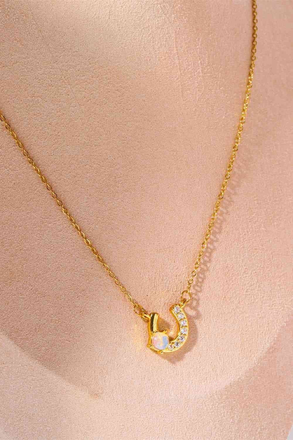 Blue Zone Planet | Horseshoe Shape Copper 14K Gold Plated Pendant Necklace BLUE ZONE PLANET