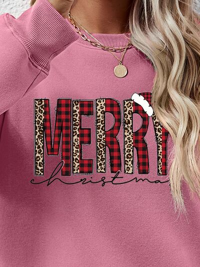 Blue Zone Planet | MERRY CHRISTMAS Round Neck Long Sleeve Sweatshirt BLUE ZONE PLANET