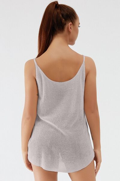 Blue Zone Planet | Scoop Neck Spaghetti Strap Knit Cami BLUE ZONE PLANET