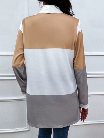 Blue Zone Planet | Color Block Open Front Cardigan BLUE ZONE PLANET