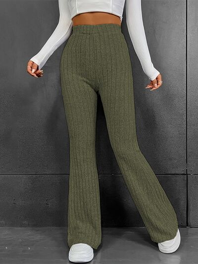 Blue Zone Planet | Ribbed High Waist Bootcut Pants BLUE ZONE PLANET