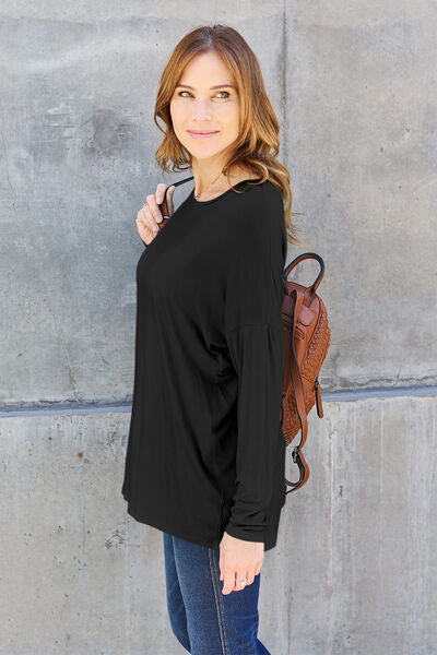 Blue Zone Planet | Basic Bae Full Size Round Neck Dropped Shoulder T-Shirt BLUE ZONE PLANET