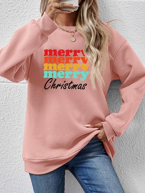 MERRY CHRISTMAS Graphic Long Sleeve Sweatshirt BLUE ZONE PLANET