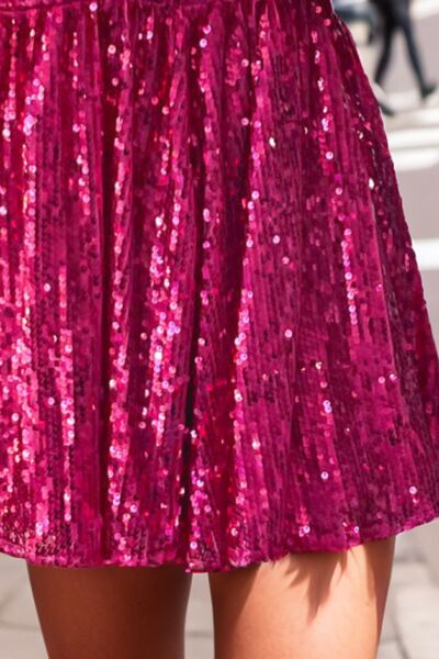 Blue Zone Planet | Sequin Square Neck Balloon Sleeve Romper BLUE ZONE PLANET