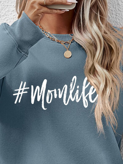 Blue Zone Planet | Letter Graphic Round Neck Sweatshirt BLUE ZONE PLANET