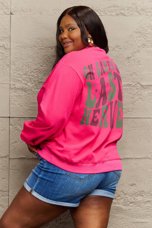 Simply Love Full Size Letter Graphic Long Sleeve Sweatshirt BLUE ZONE PLANET