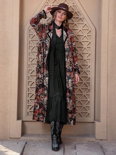 Blue Zone Planet | Printed Open Front Long Sleeve Outerwear BLUE ZONE PLANET