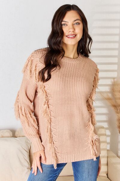 Blue Zone Planet | And The Why Tassel Detail Long Sleeve Sweater BLUE ZONE PLANET