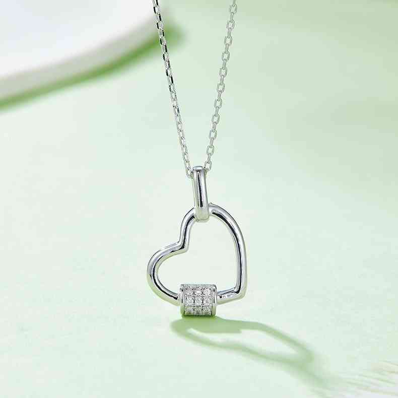 Moissanite 925 Sterling Silver Heart Shape Necklace BLUE ZONE PLANET