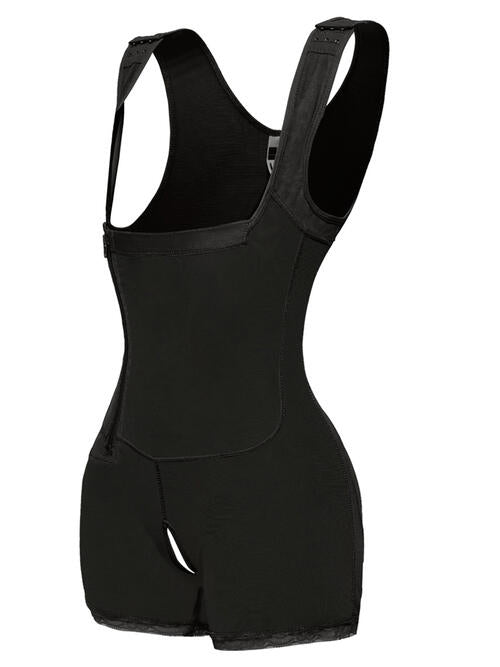 Full Size Side Zip Up Wide Strap Shapewear BLUE ZONE PLANET