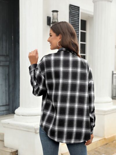 Blue Zone Planet | Plaid Button Up Pocketed Shirt BLUE ZONE PLANET
