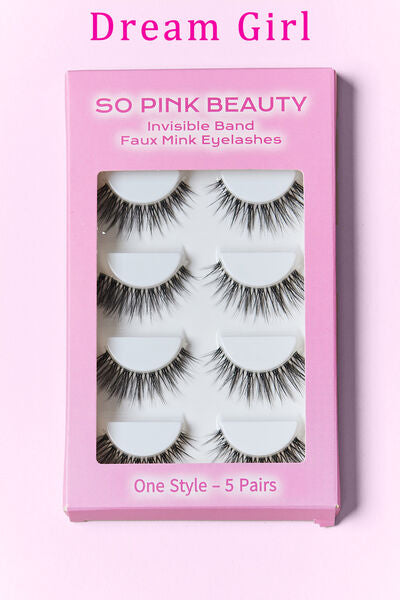 SO PINK BEAUTY Faux Mink Eyelashes 5 Pairs Trendsi