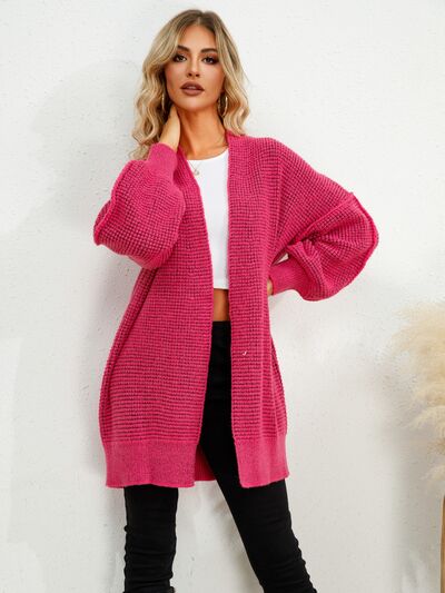 Open Front Dropped Shoulder Cardigan Trendsi