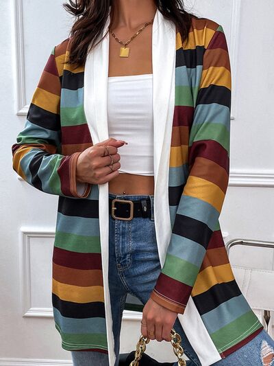 Blue Zone Planet | Color Block Open Front Cardigan BLUE ZONE PLANET