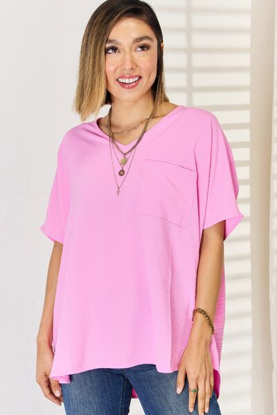 Zenana Texture Short Sleeve T-Shirt BLUE ZONE PLANET