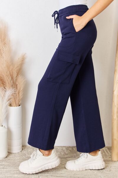 Blue Zone Planet | RISEN Drawstring Relaxed Cargo Wide Leg Pants BLUE ZONE PLANET