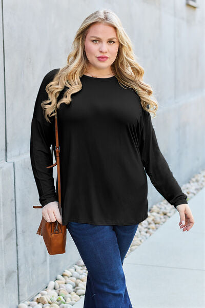 Blue Zone Planet | Basic Bae Full Size Round Neck Dropped Shoulder T-Shirt BLUE ZONE PLANET