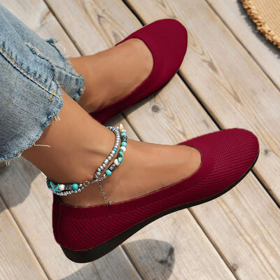 Blue Zone Planet | Round Toe Knit Ballet Flats BLUE ZONE PLANET