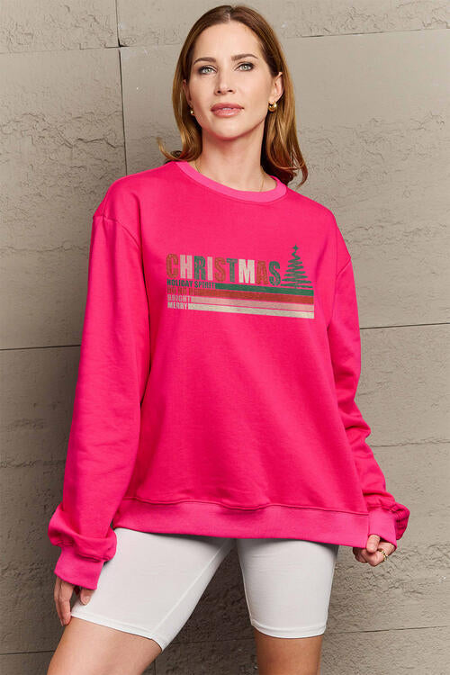 Simply Love Full Size CHRISTMAS Long Sleeve Sweatshirt BLUE ZONE PLANET