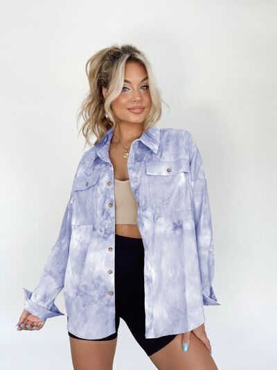 Blue Zone Planet | Tie-Dye Button Up Long Sleeve Shirt BLUE ZONE PLANET
