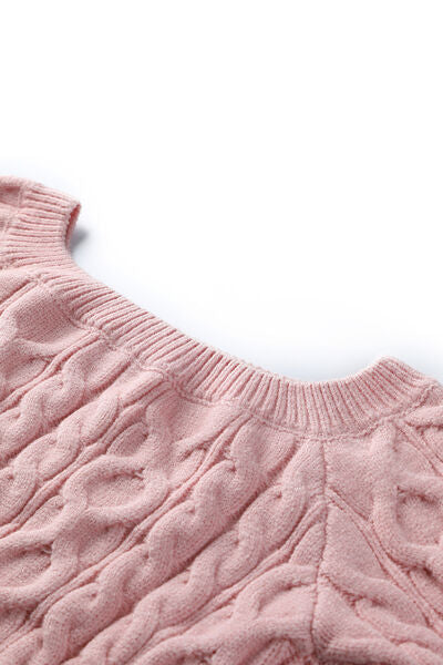 Blue Zone Planet | Cable-Knit Off-Shoulder Long Sleeve Sweater BLUE ZONE PLANET