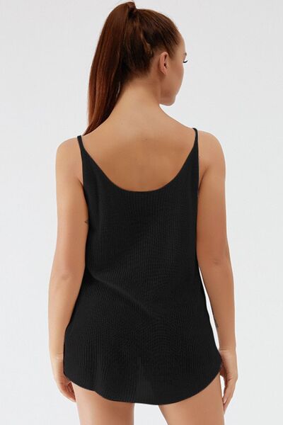 Blue Zone Planet | Scoop Neck Spaghetti Strap Knit Cami BLUE ZONE PLANET