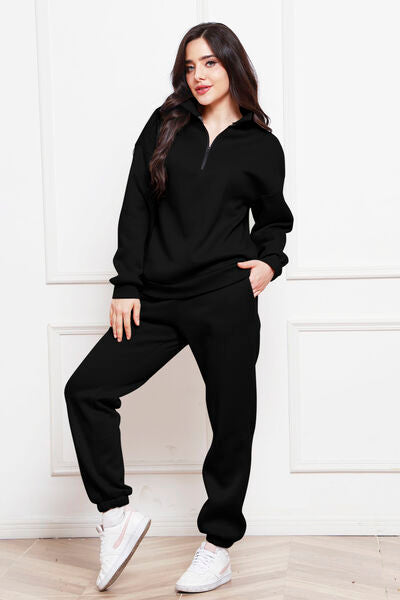 Blue Zone Planet | Half Zip Long Sleeve Sweatshirt and Pants Set BLUE ZONE PLANET