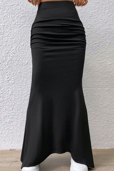 Blue Zone Planet | Ruched Maxi Trumpet Skirt BLUE ZONE PLANET