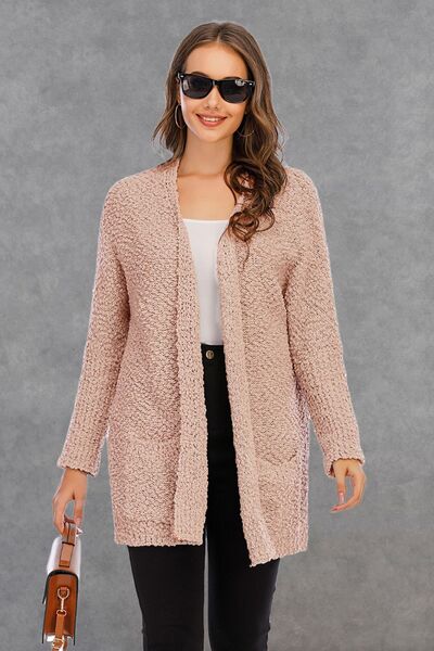 Blue Zone Planet | Pocketed Open Front Long Sleeve Cardigan BLUE ZONE PLANET