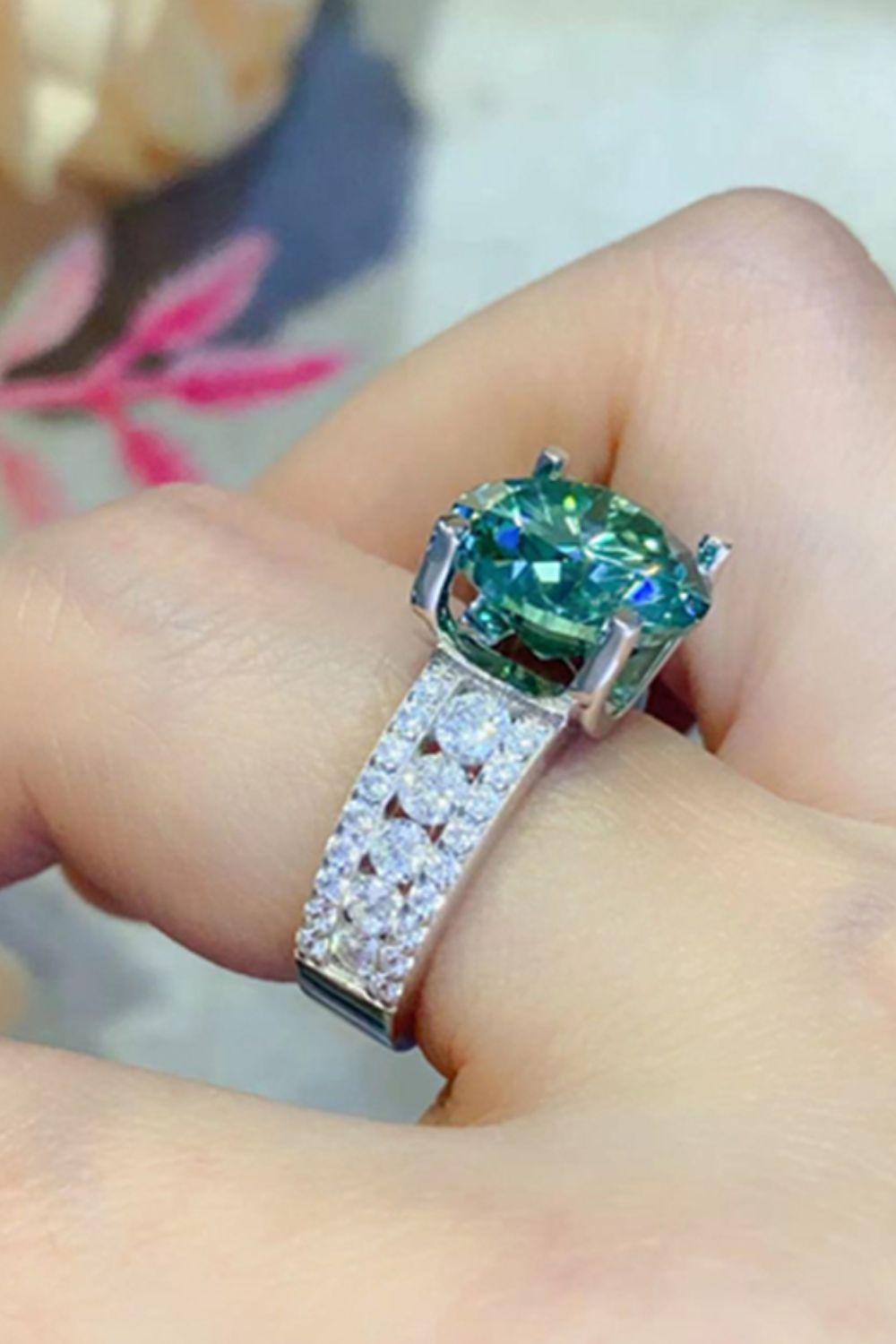5 Carat Moissanite 4-Prong Wide Band Ring BLUE ZONE PLANET