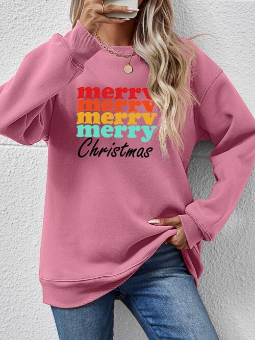 MERRY CHRISTMAS Graphic Long Sleeve Sweatshirt BLUE ZONE PLANET