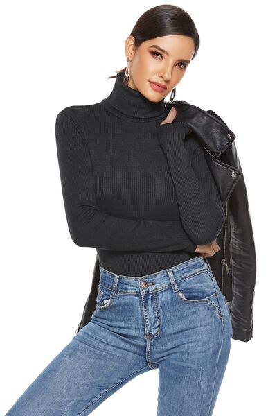 Blue Zone Planet | Ribbed Turtleneck Long Sleeve Bodysuit BLUE ZONE PLANET