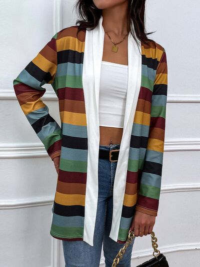 Blue Zone Planet | Color Block Open Front Cardigan BLUE ZONE PLANET