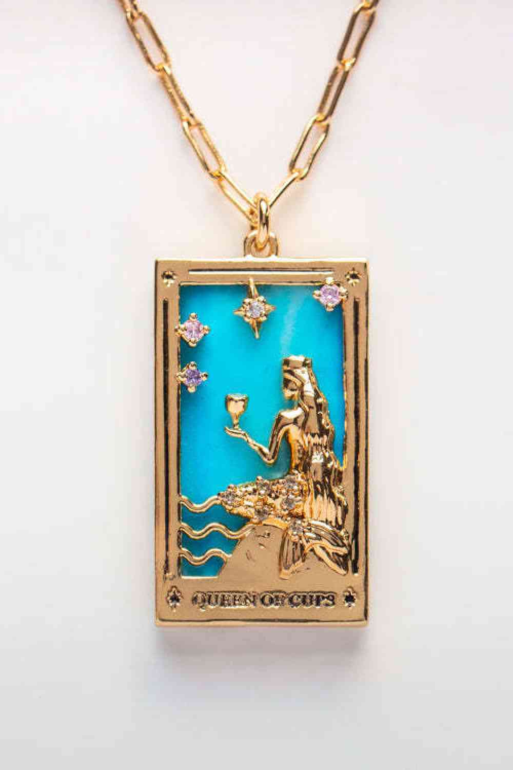 Tarot Card Pendant Stainless Steel Necklace BLUE ZONE PLANET