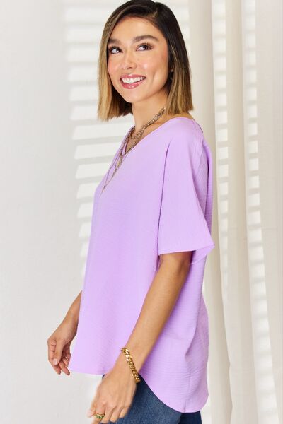 Zenana Texture Short Sleeve T-Shirt BLUE ZONE PLANET